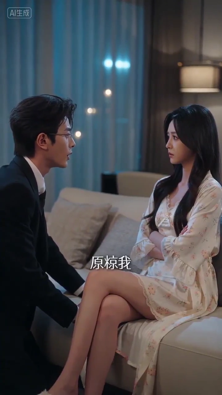 Tense Romance in a Dimly Lit Living Room