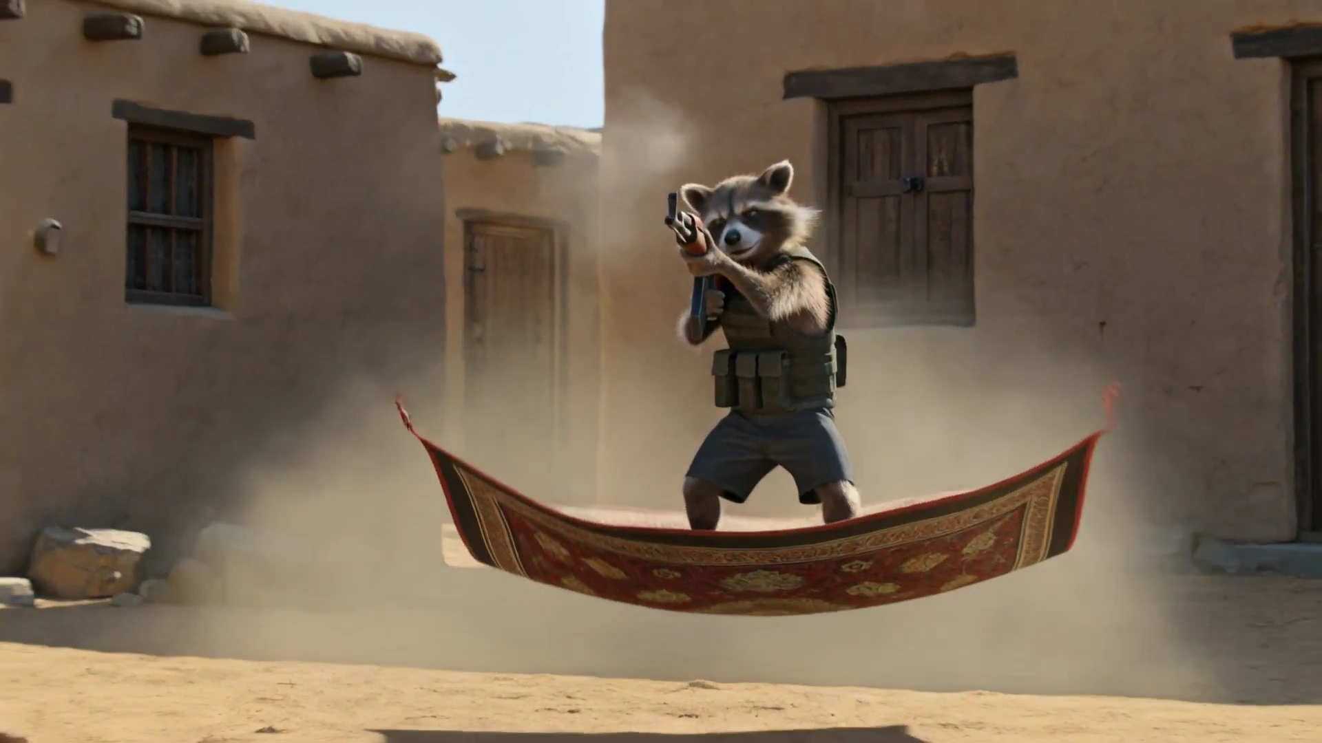 Tactical Raccoon vs F-35 in a Desert Sky Battle