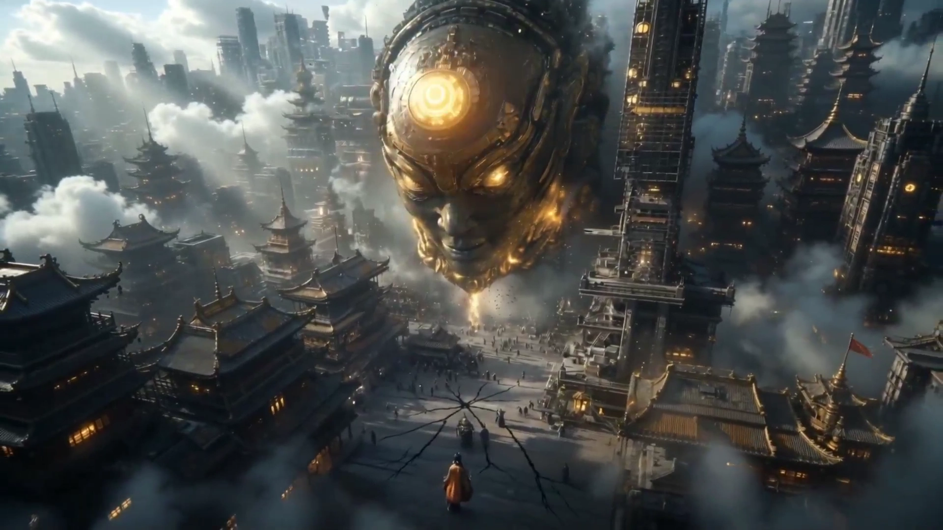 Epic Battle of a Xianxia Hero vs Golden Mecha Titan