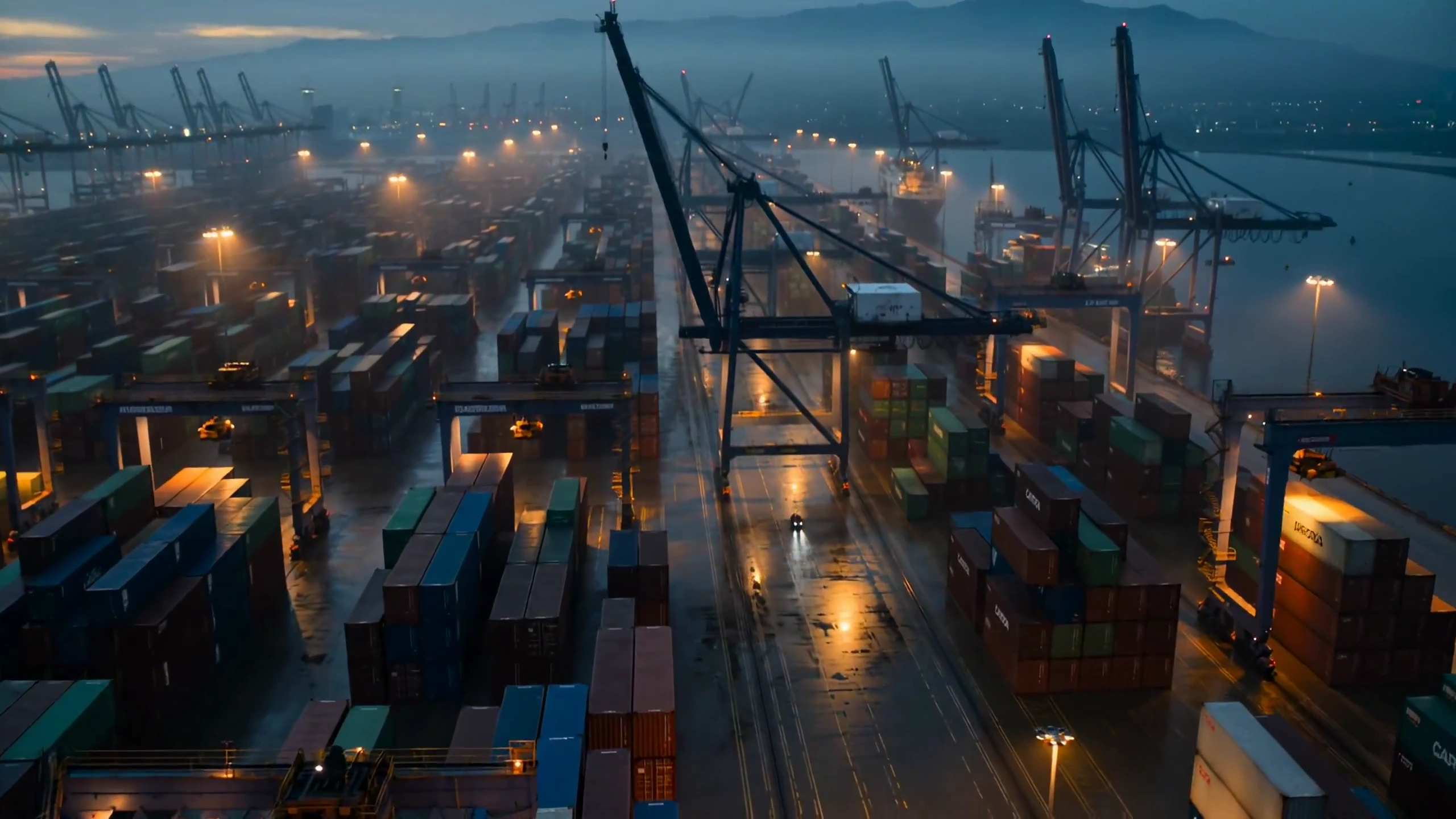 Cinematic Speeder Chase Through an Industrial Harbor