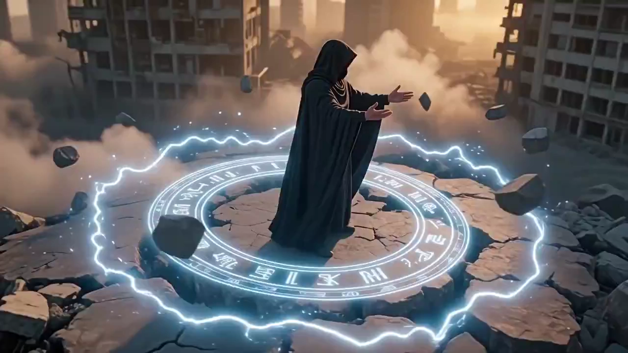 Energy Unleashed: A Cloaked Sorcerer Conquers a Crumbling Metropolis