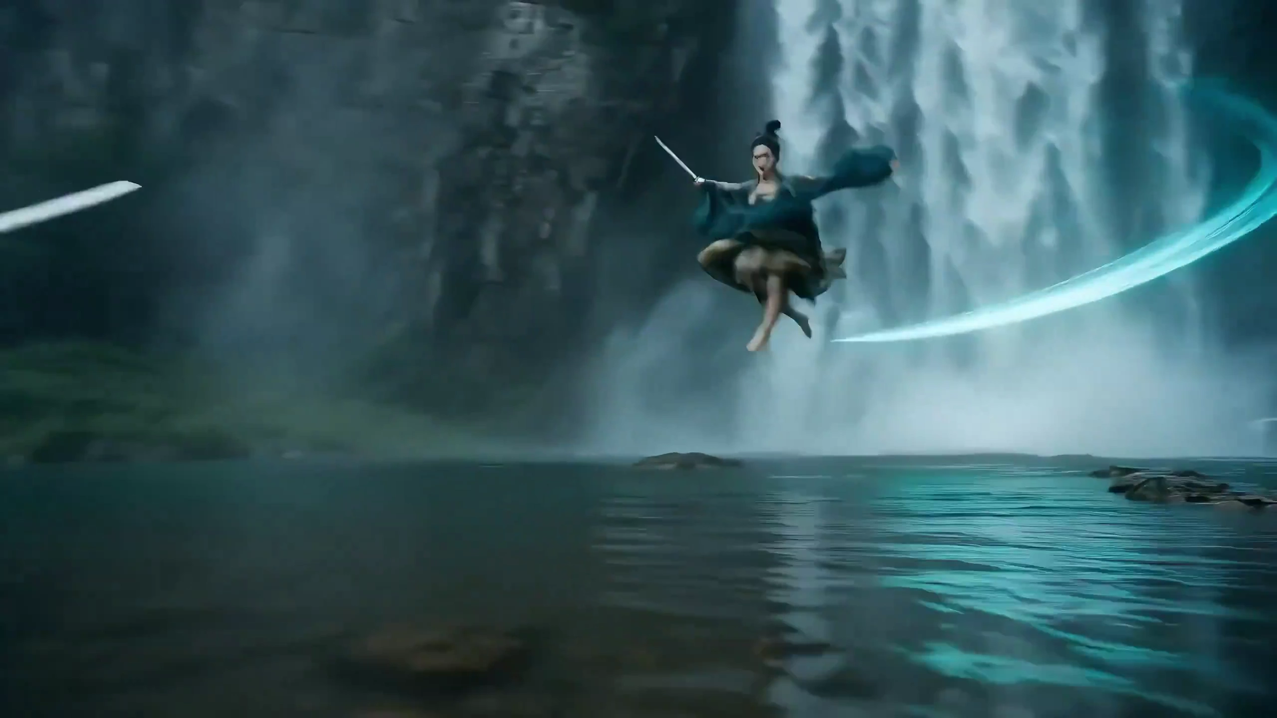 Cinematic Sword Dance in Mist and Sunlight