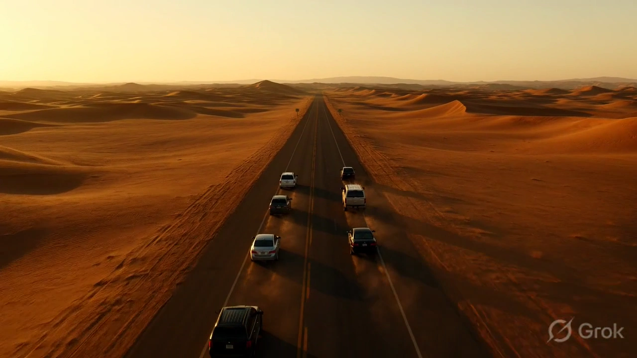 Alien Emerges on Desert Highway