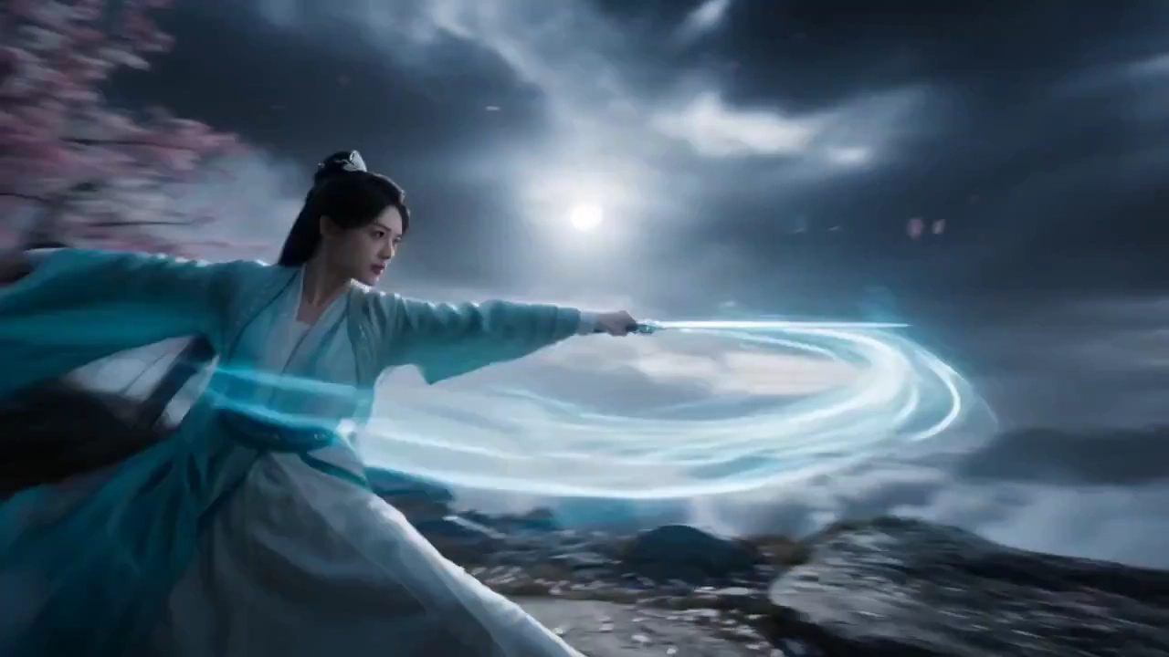 Aerial Swordplay in a Blossoming Wonderland