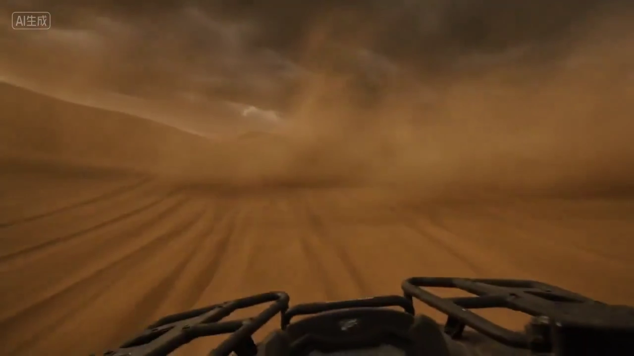 Sandstorm Fury: Cinematic ATV Flight Across Thunderous Dunes