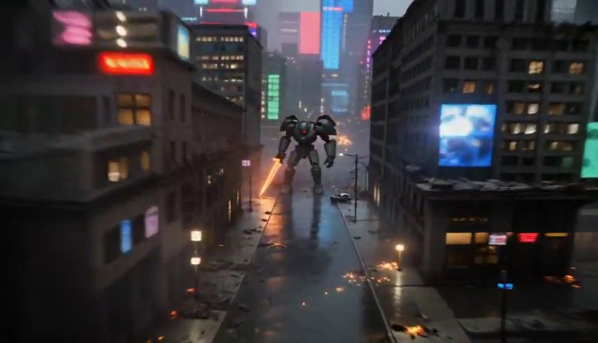Post-Apocalyptic Cyberpunk City Comes Alive with Mecha Action