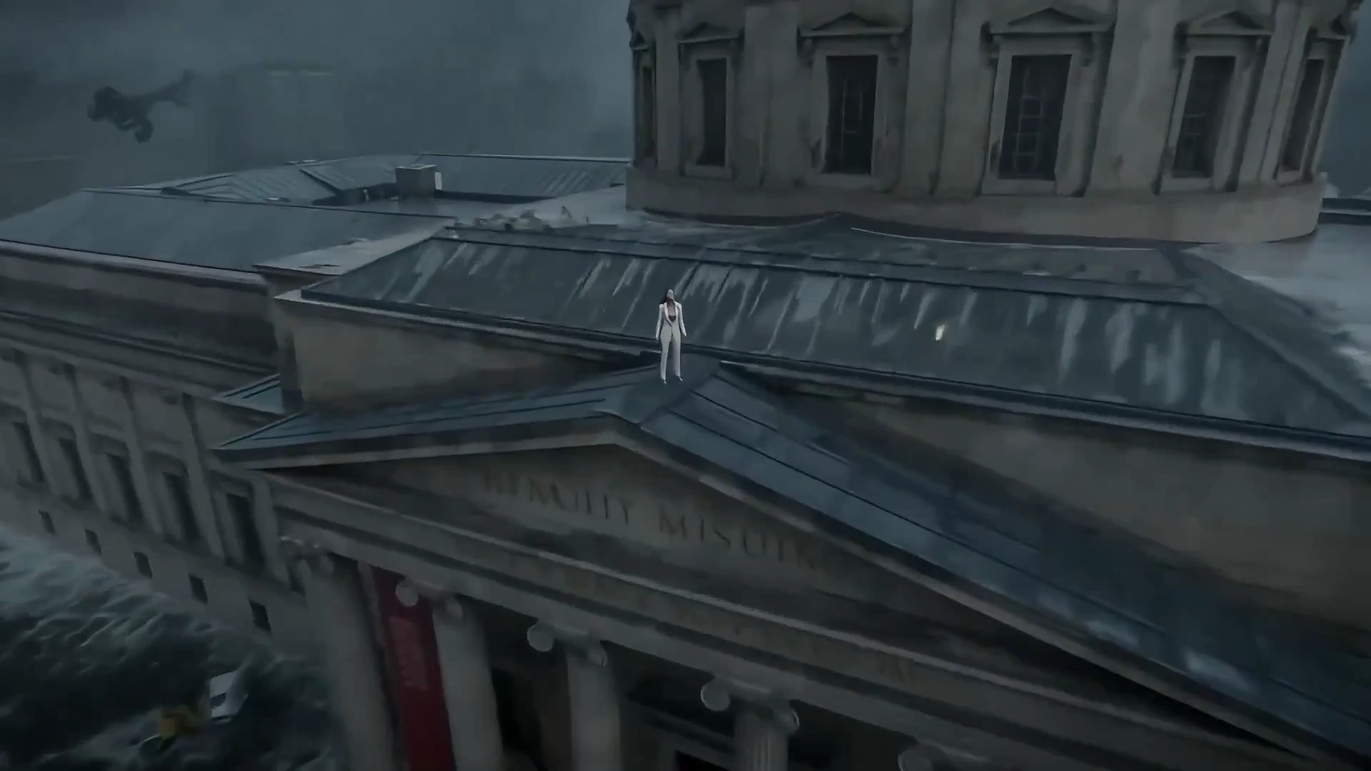 Futuristic Warrior's Epic Fight in Ancient Market Under Midday Sun