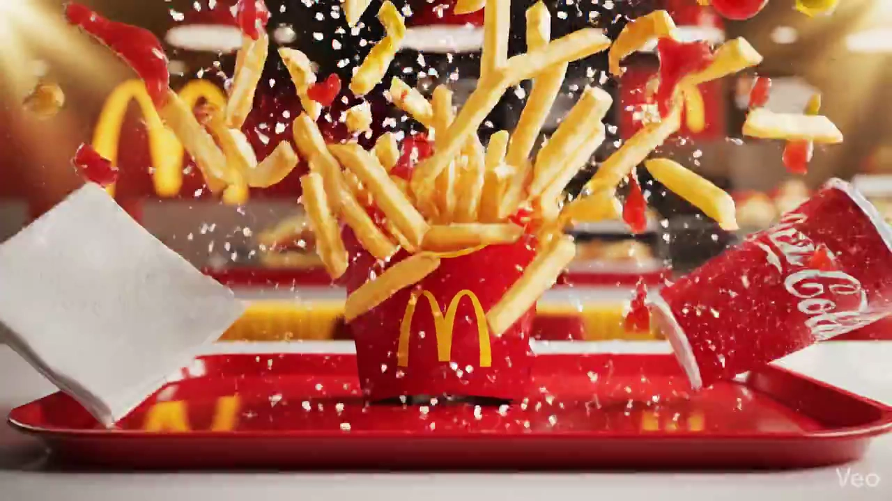 Chaos Meets Calm: Exploding Fries Settle Into Perfect Serving