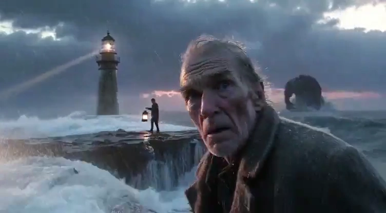 Silent Vigil on the Granite Cliff Under Fading Light