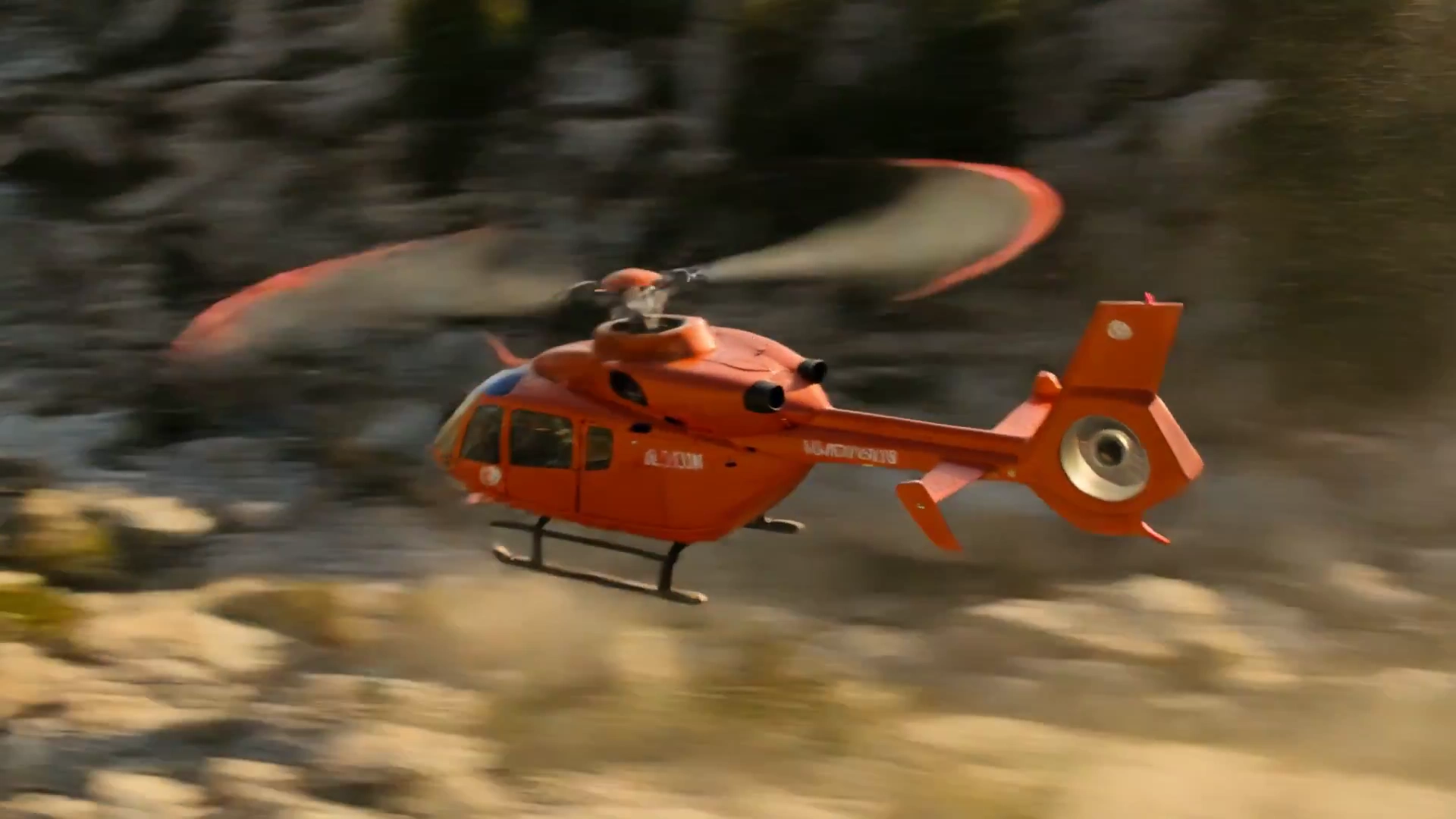 Agile EC135 Rescue Flight Racing Through Mountain Peaks