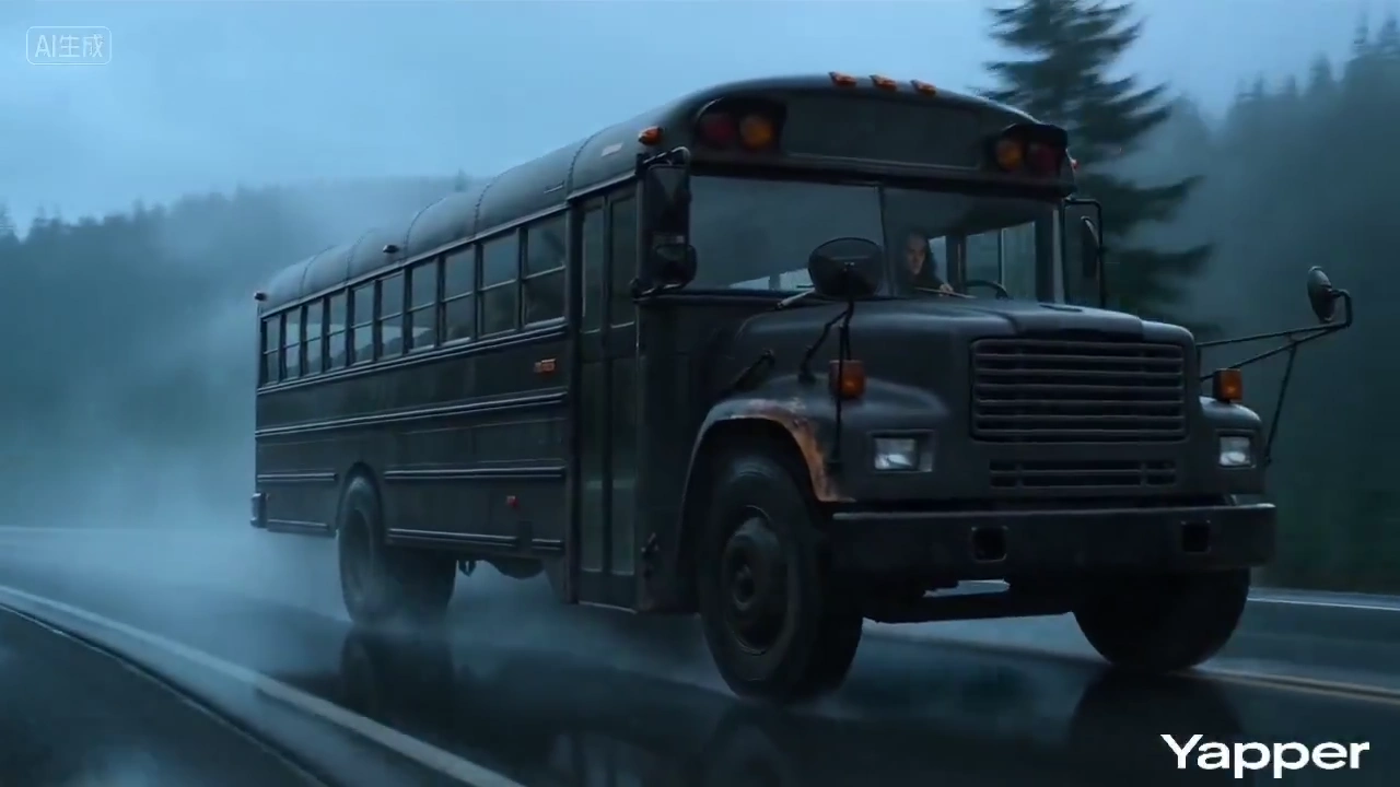 Storm-Forged Titan: Mechanical Dinosaur Emerges from a Classic Bus