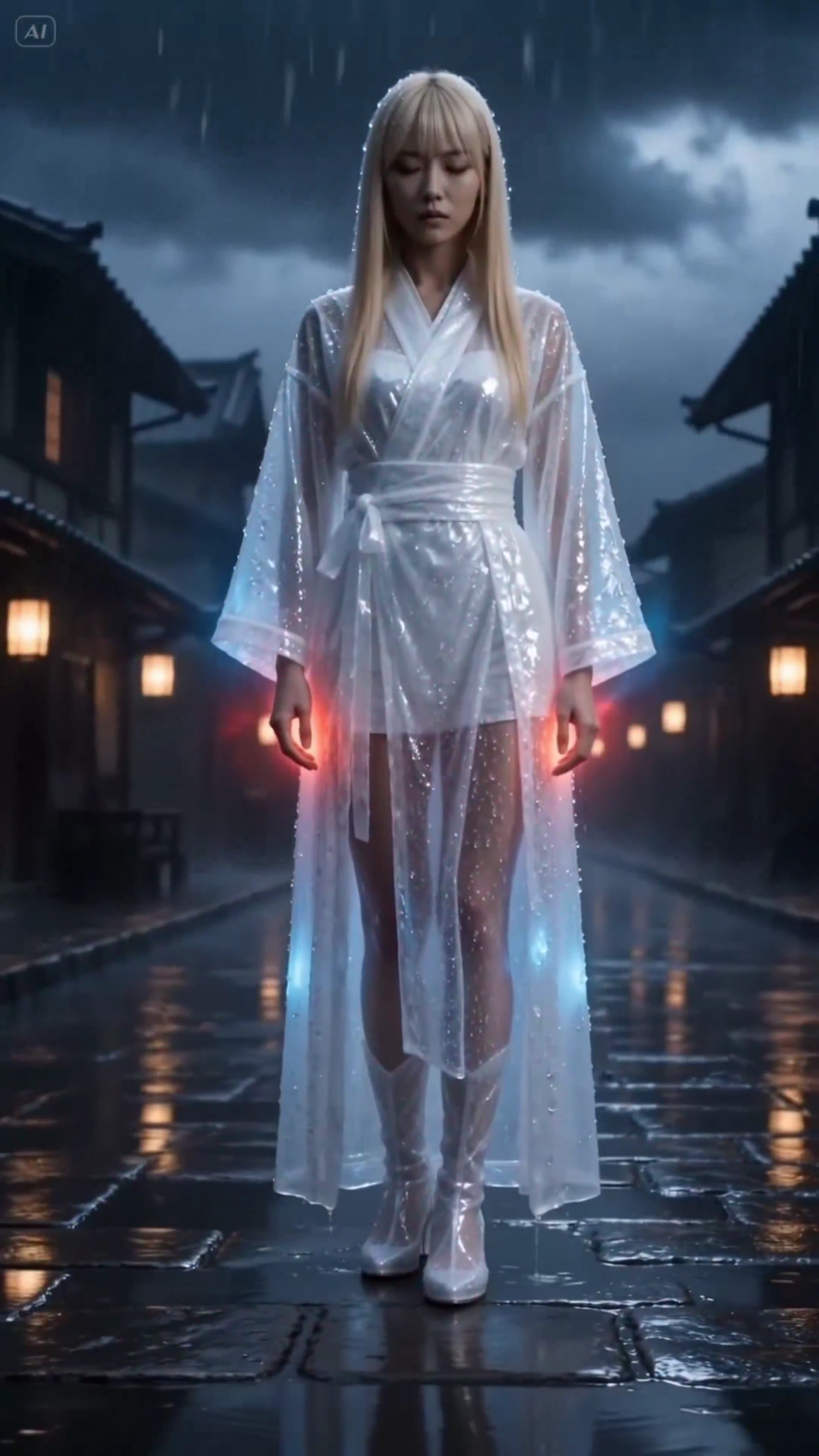 Energetic Blade Carves Through a Monochrome Tempest