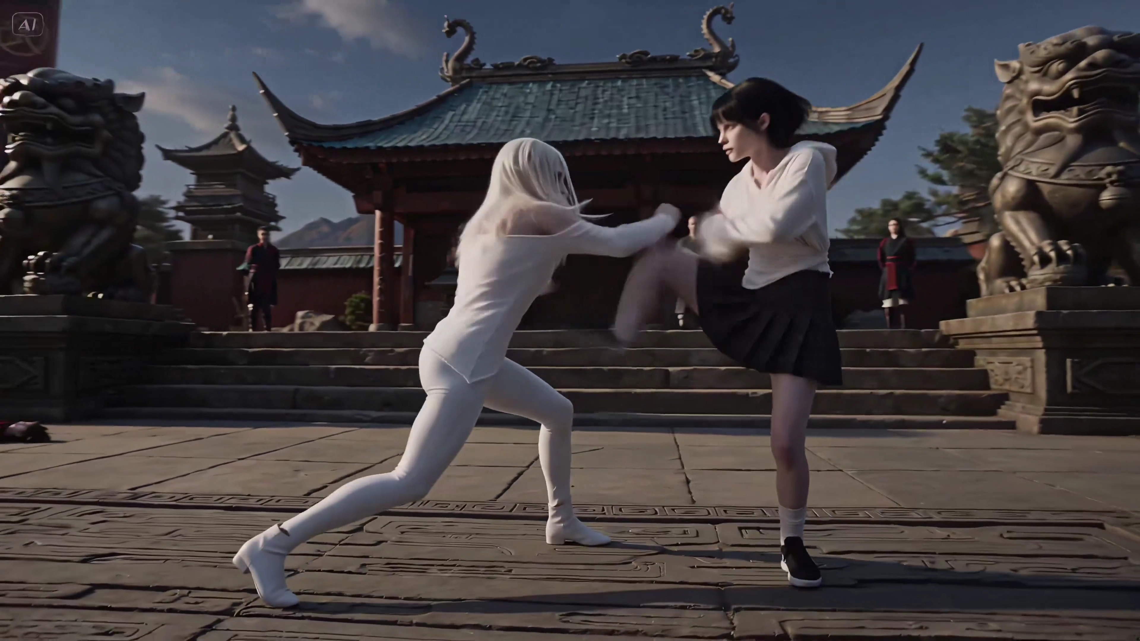 Epic Bare-Handed Duel in a Legendary Stone Arena with Cinematic Precision