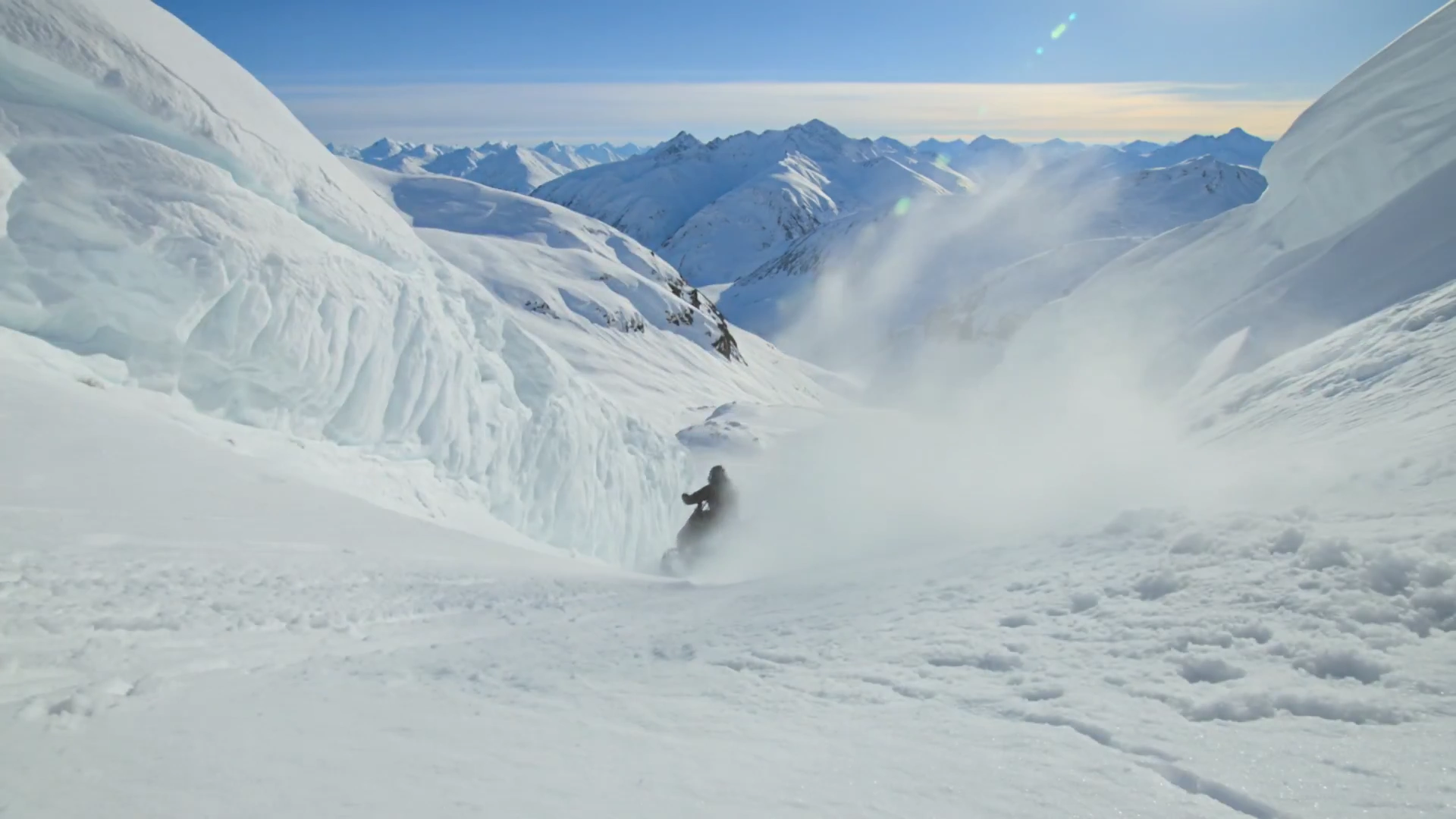 High-Speed Descent Through Alaska's Icy Mountain Slot