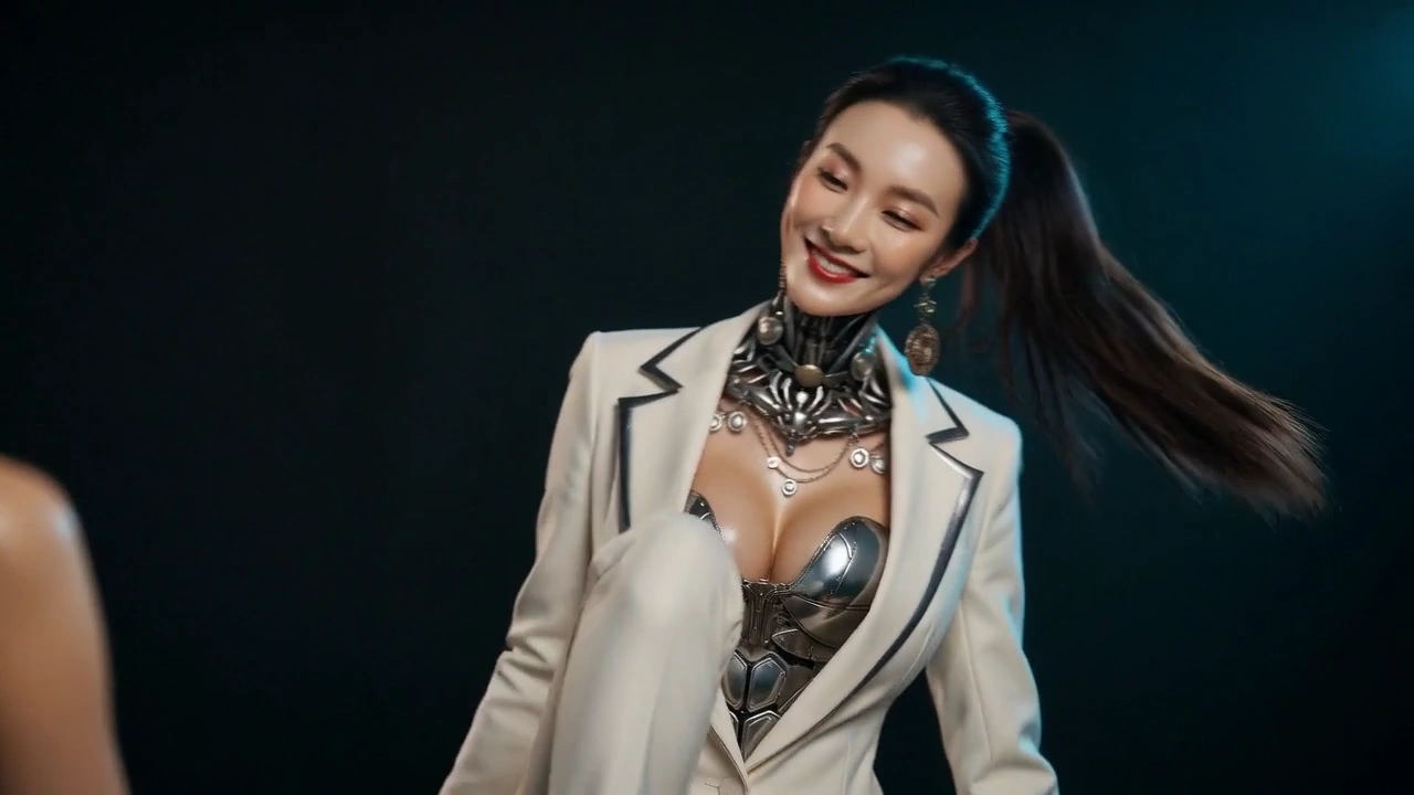 Metallic Femme Fatale: Intense Close-Up Through a Blurred Lens