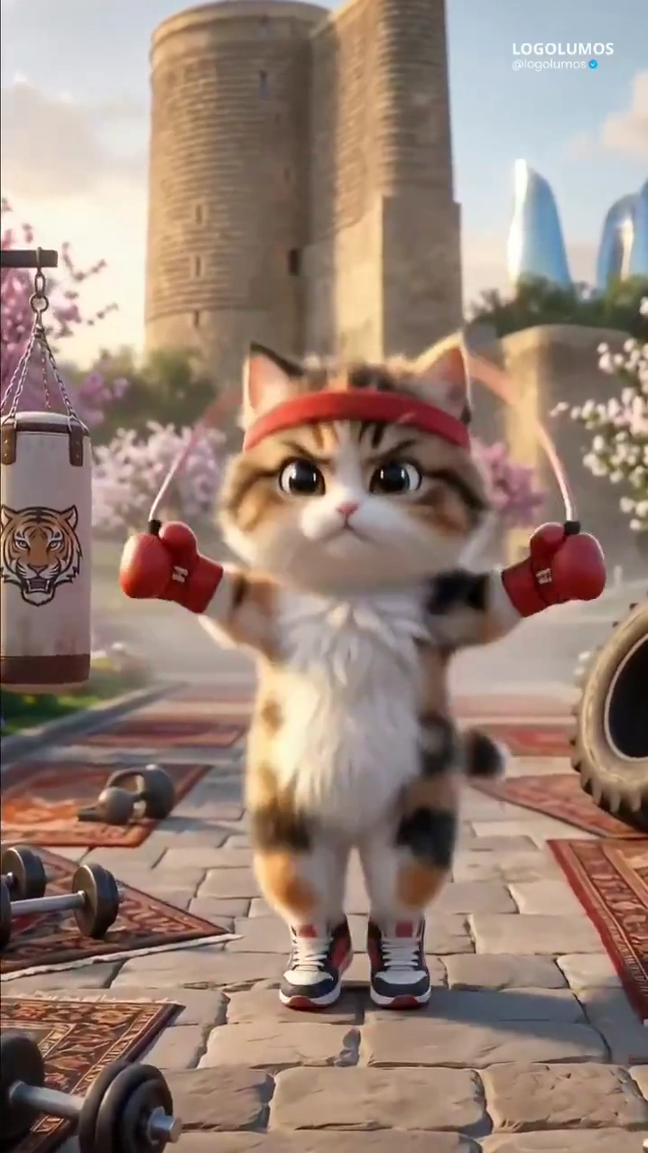 First day at the gym turns into a chaotic kitten workout comedy