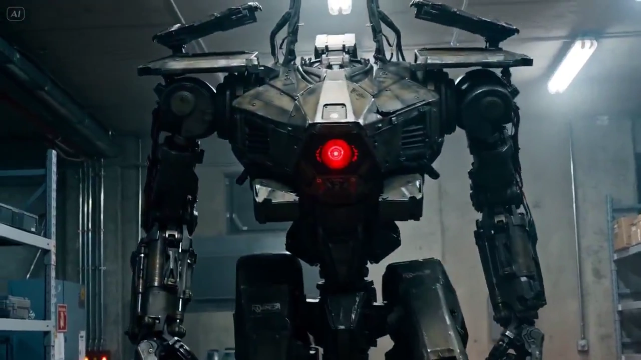 Cinematic Battle: Woman Versus Robot in a Multi-Angle Action Scene