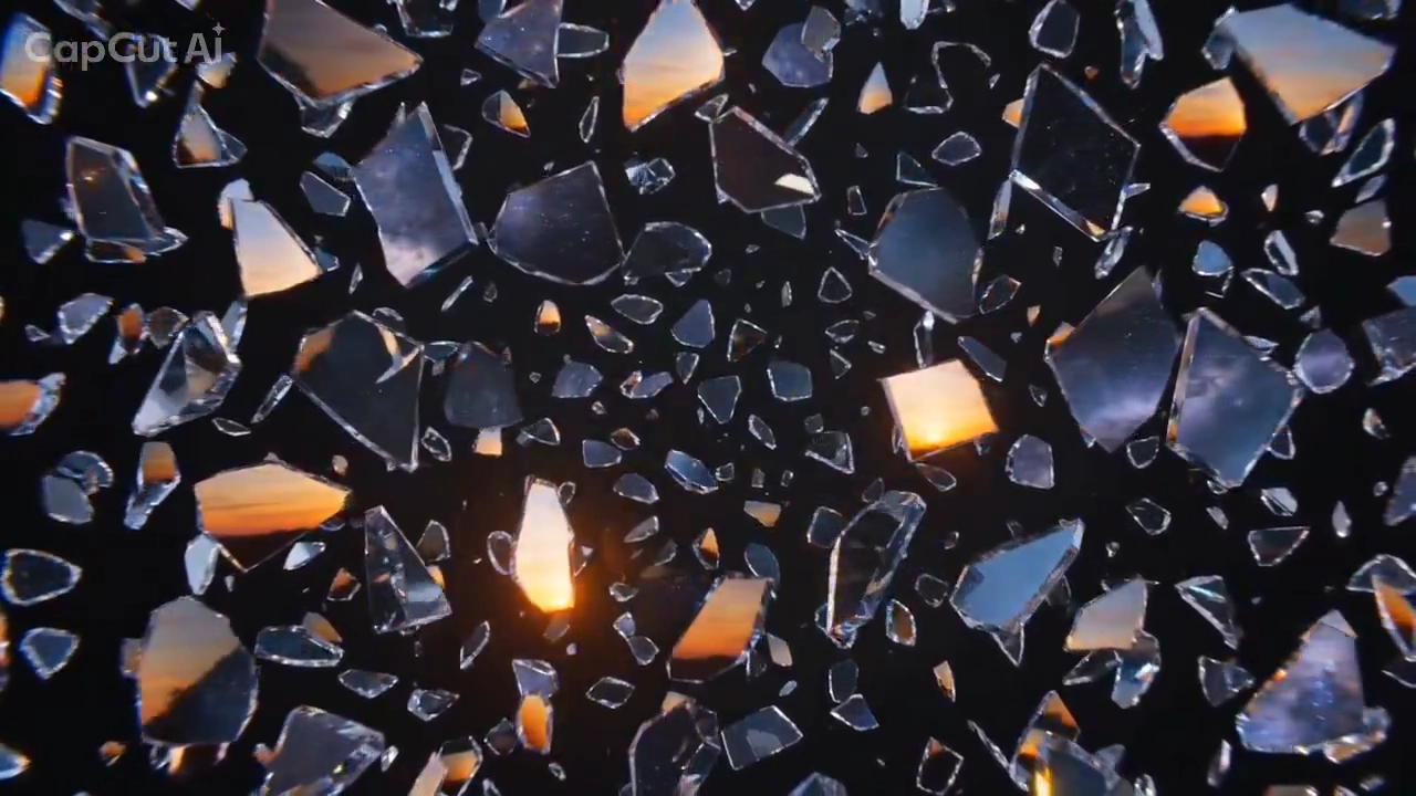 Whispers echo as shards collide in a silent crescendo