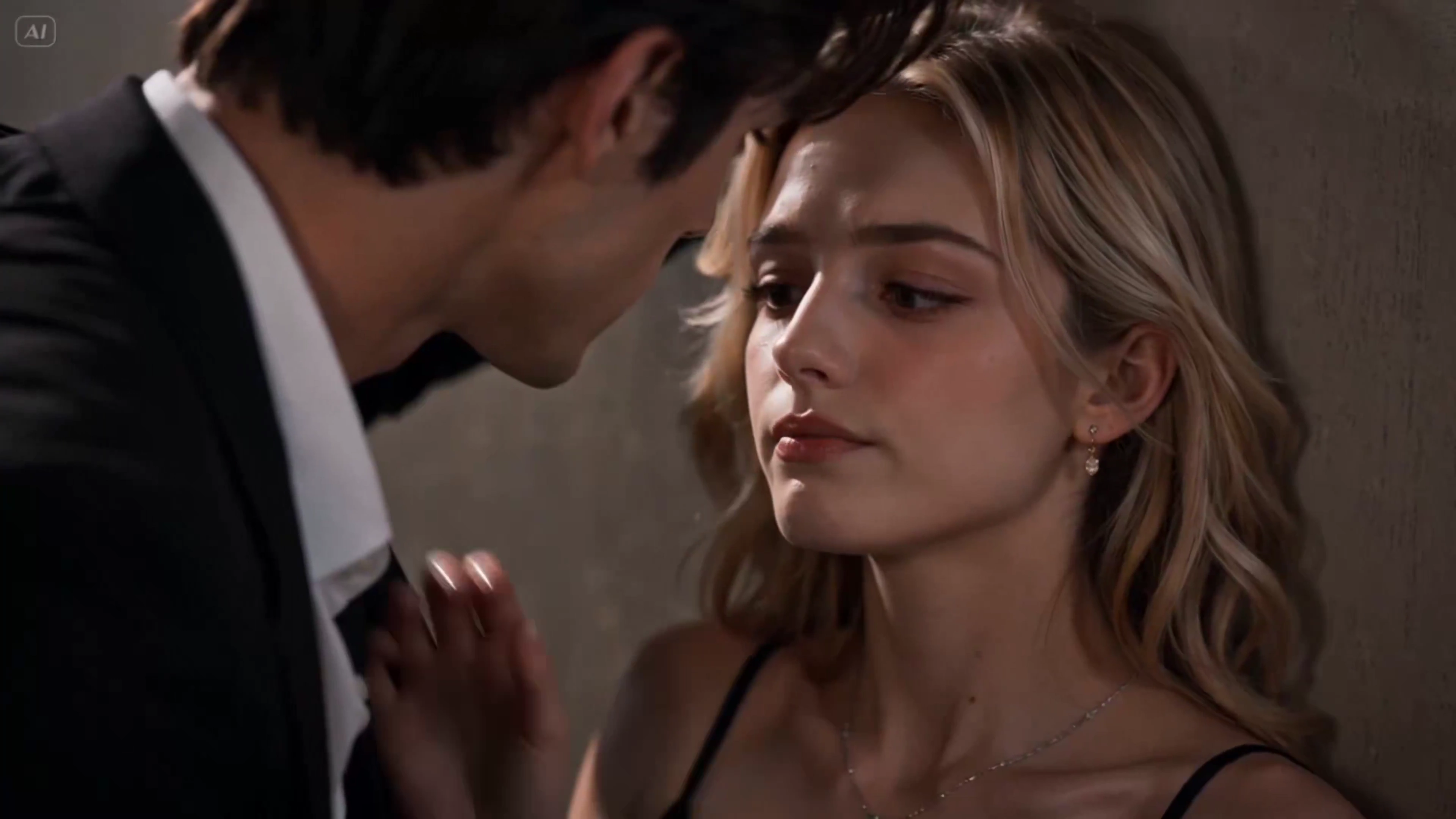 Cinematic Moment of Awkward Charm Between a Stylish Couple