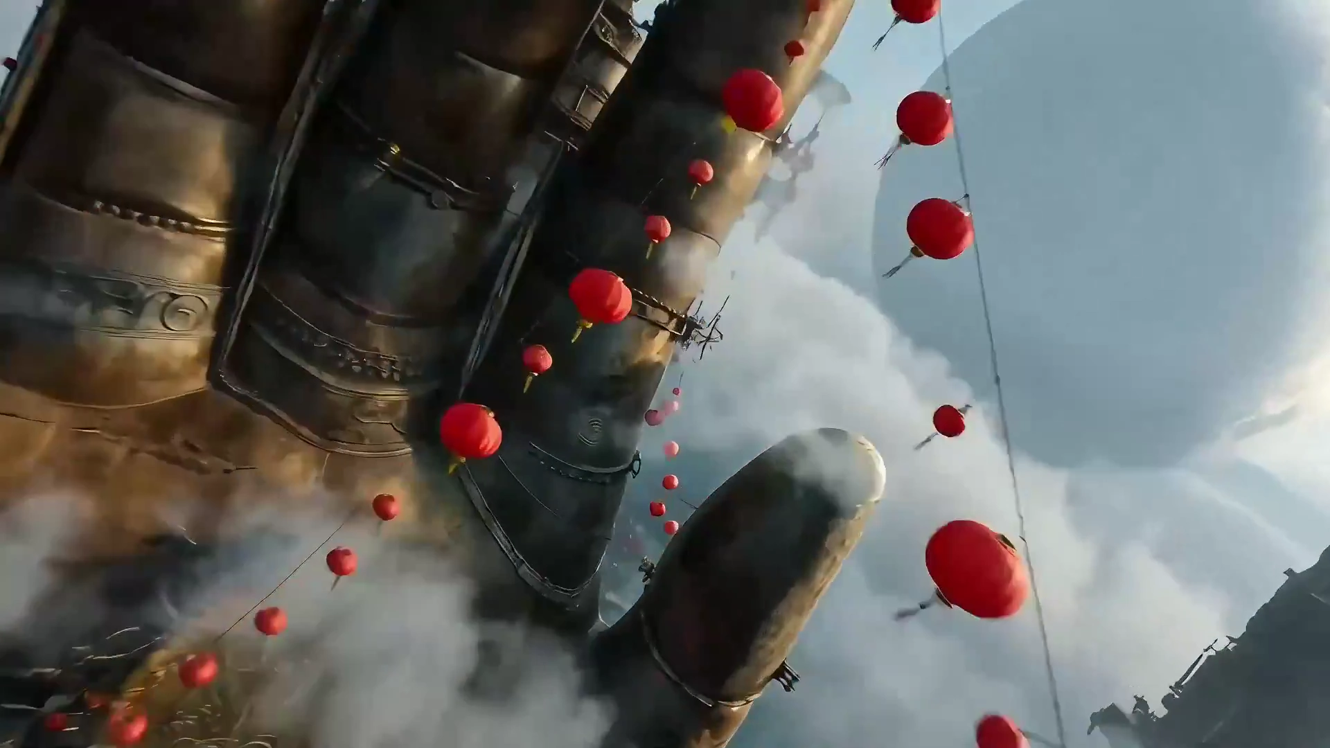 Epic 8K Panoramic Flight Over an Enchanted Oriental Sanctuary and Warrior Gathering