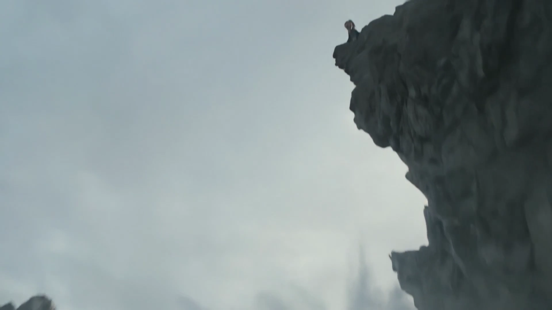 Spiraling Descent: The Defiant Gaze of a Cliff-Edge Warrior