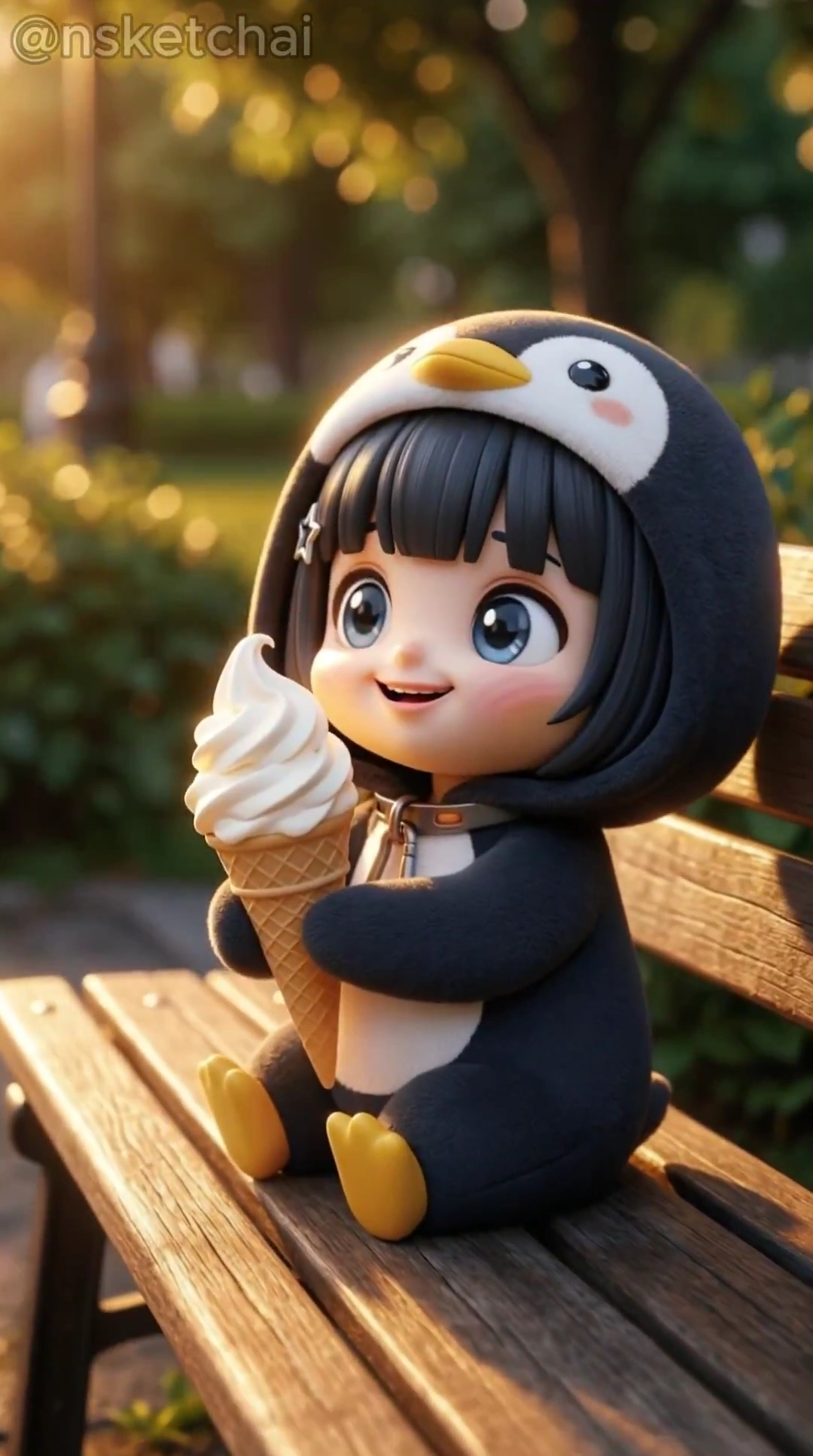 Joyful calm shatters as melting treat meets the ground