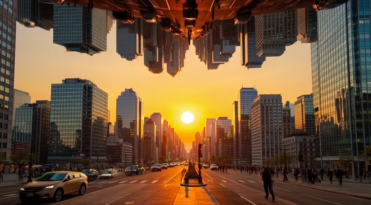 Cinematic Vision of Dual Cities with Mirrored Urban Motion