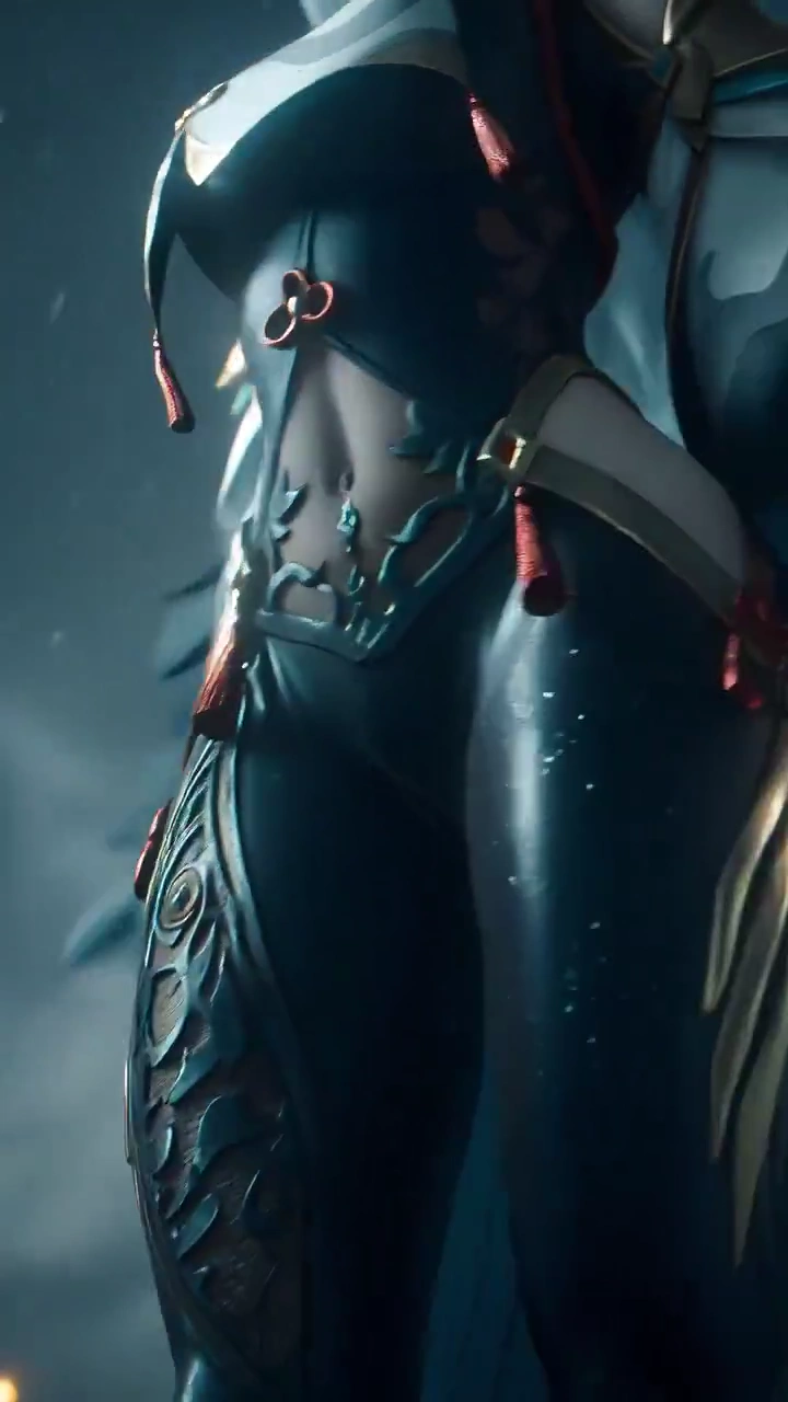 Mystical East Asian Warrior Revealed Through Graceful Nighttime Tilt