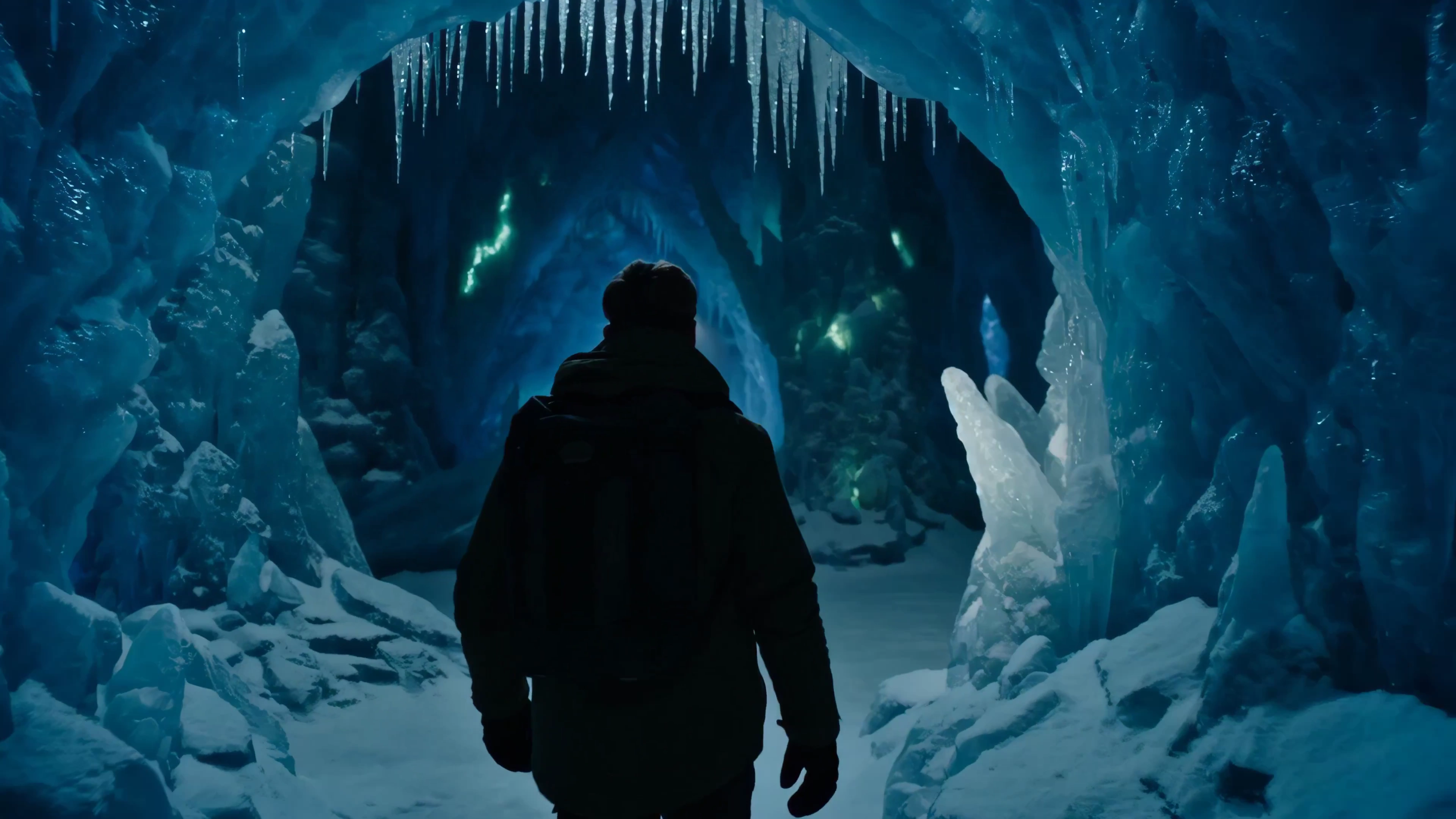 Frozen Depths Encounter: Bioluminescent Monster Revealed in Ice Cave