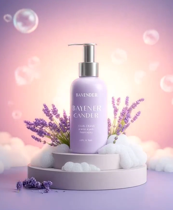 Calming Organic Extracts Captured in Lavender-Hued Elegance