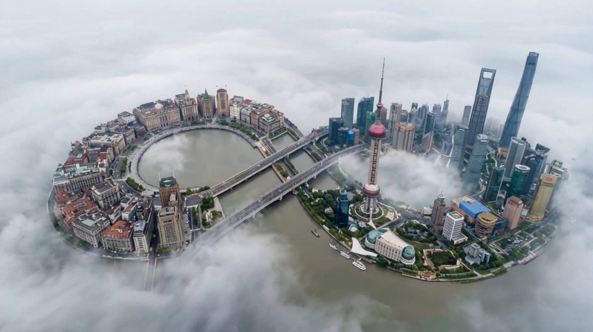 Shanghai Reimagined as a Continuous Loop Tiny Planet