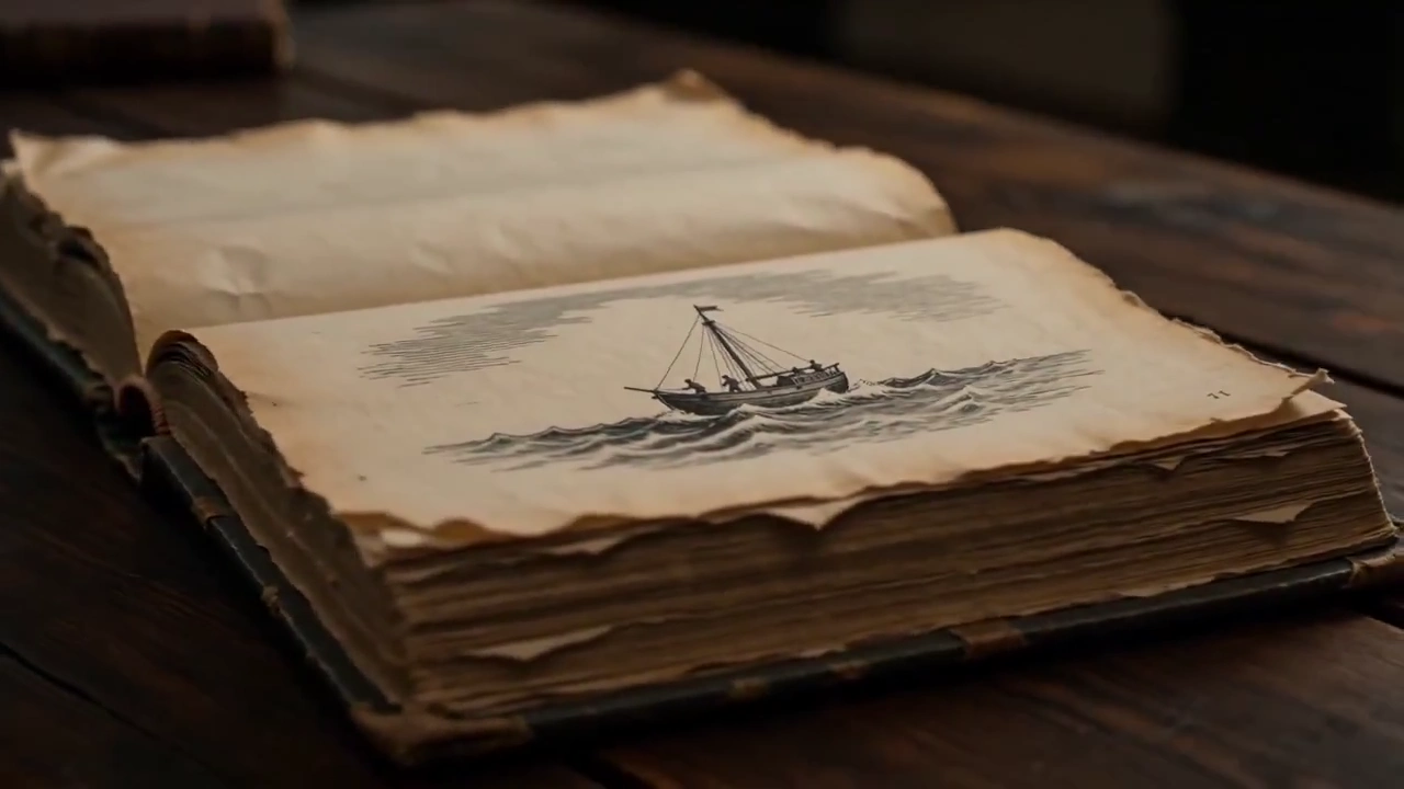 Storm Unleashed: Cinematic Close-Up of a Book’s Living Ocean