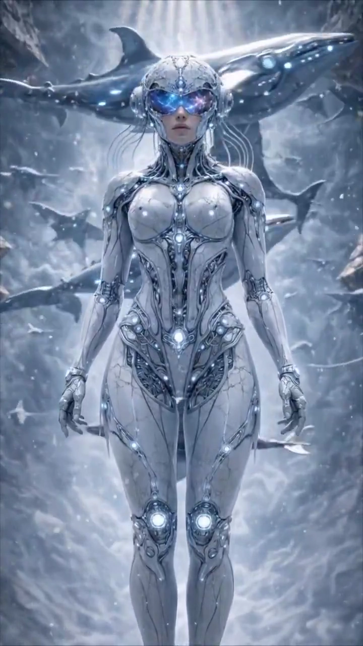 Hyper-Realistic Portrait of a Futuristic Female Cyborg Deity