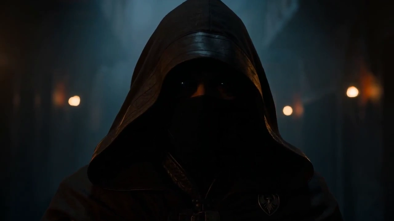 Soft footsteps echo through fog and flickering torchlight