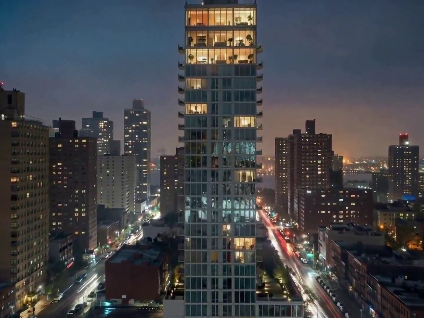 Silent Vigil: A Cinematic Night Journey Through NYC's Skyline and Office Shadows