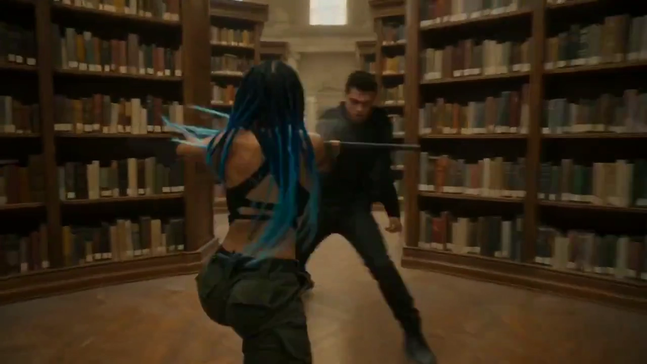 Relentless Combat in a Symmetrical Library's Shattered Sanctuary