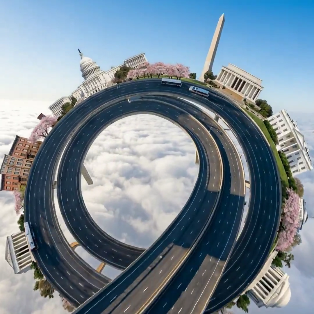 Skybound DC: An Extreme Aerial Vision of a Floating Urban Loop