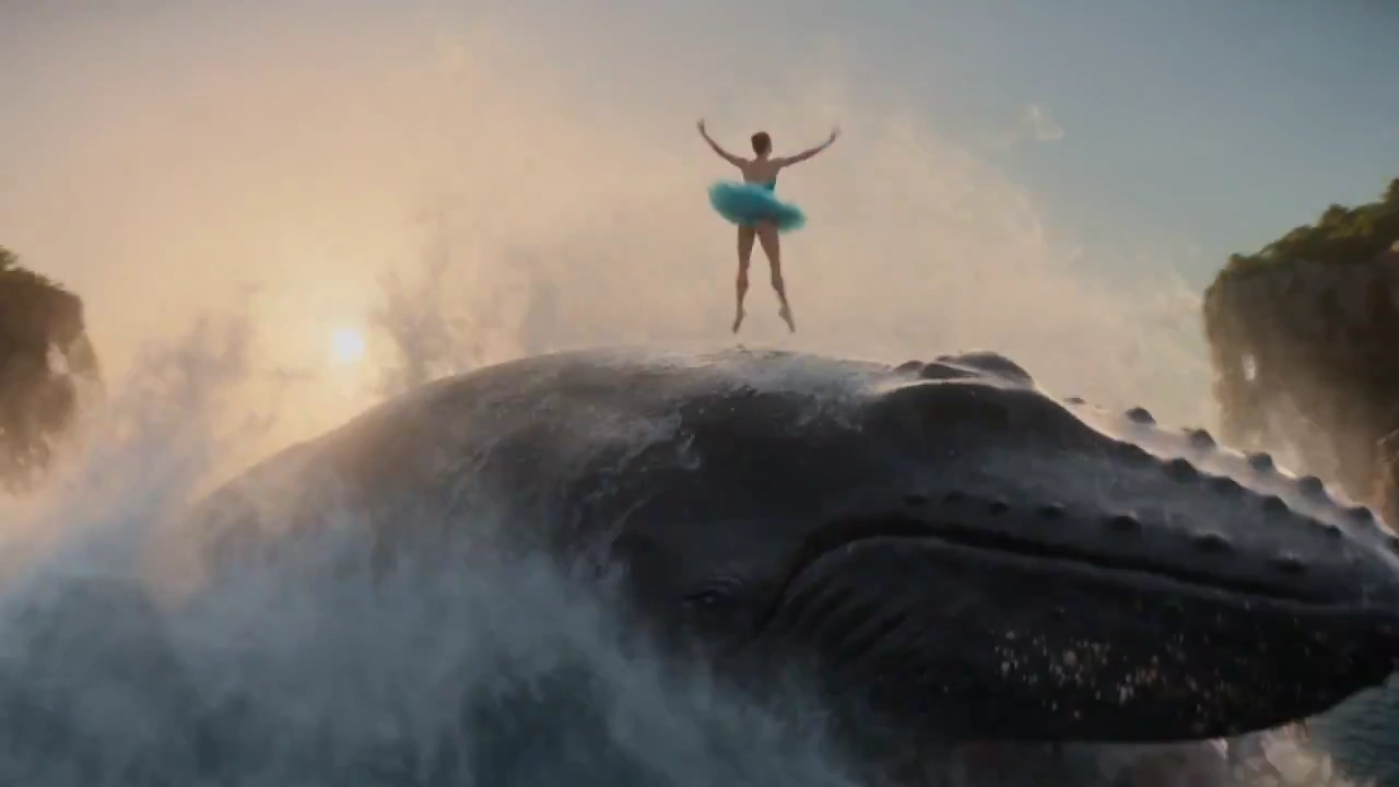 Electric Tutu and Neon Fish: A Surreal Oceanic Dance in Storm