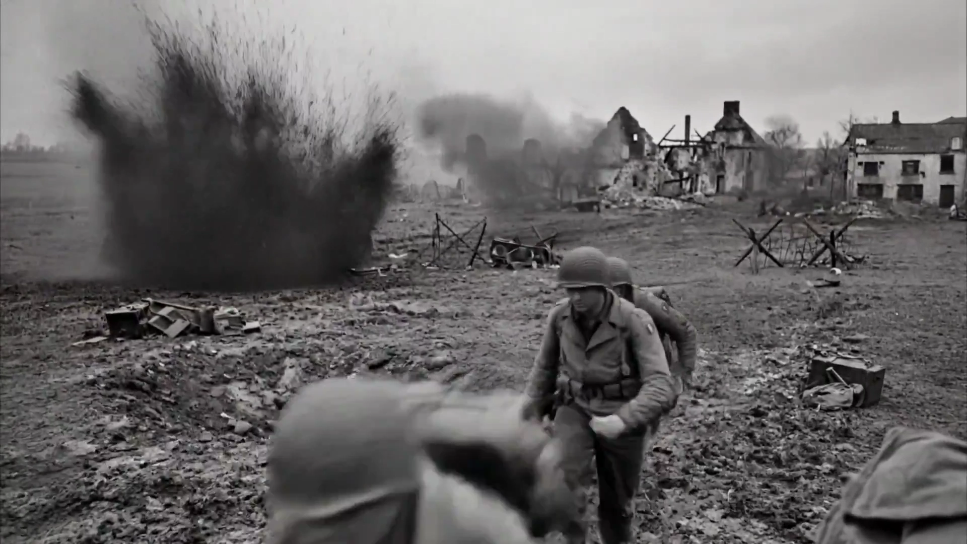 Intense WWII Battle Scene with Cinematic Robot Transformation