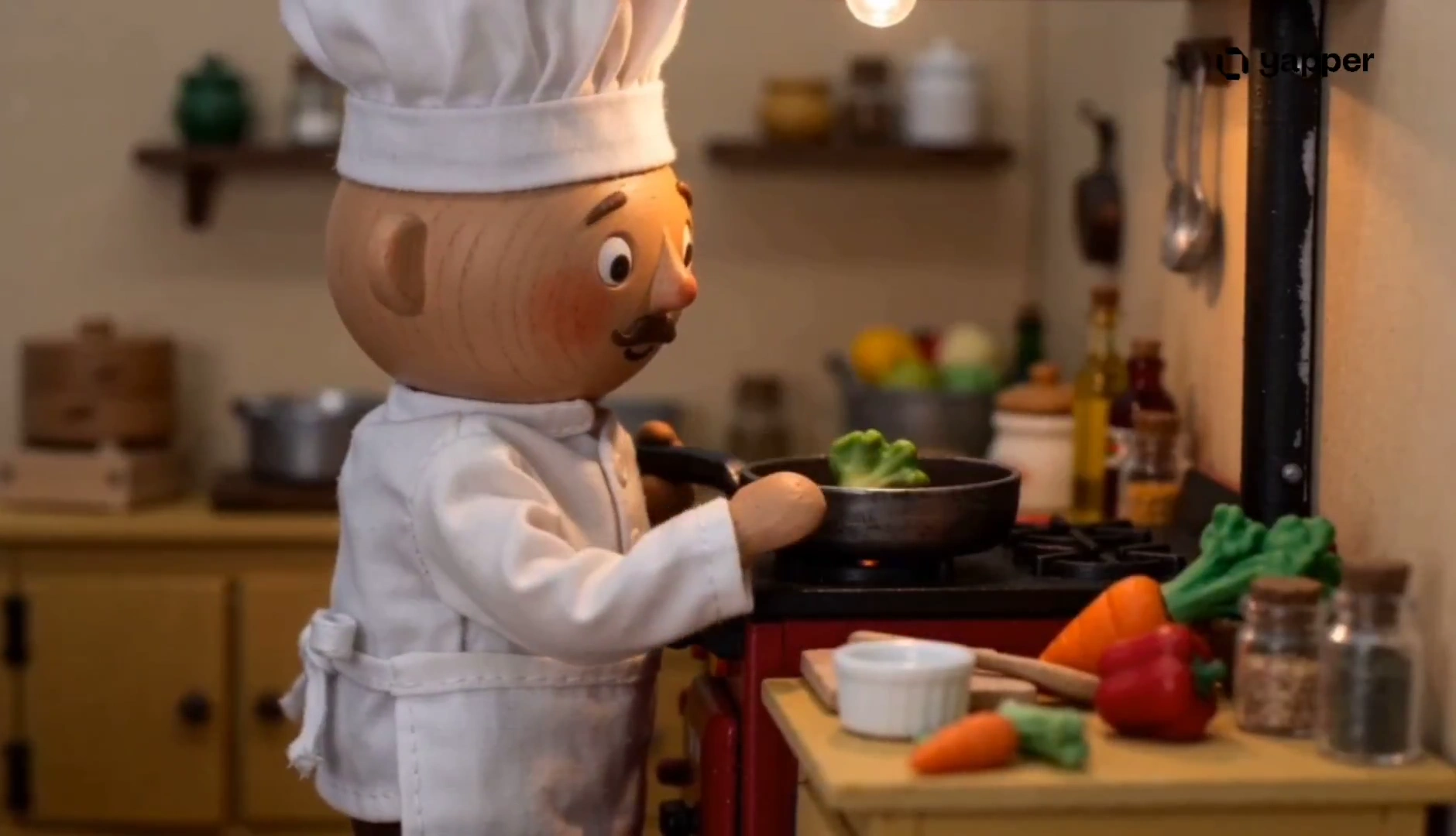 Handcrafted Clay Chef Brings Miniature Kitchen to Life in 4K Detail