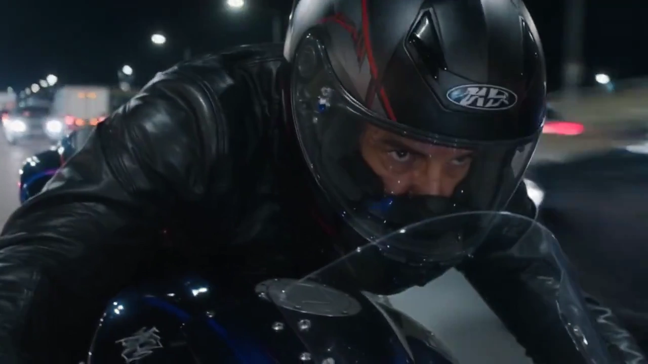 Intense Close-Up of a Biker Swerving at Extreme Speed