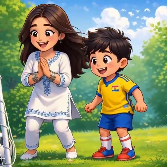 Sunlit Playtime: Expressive Characters in a Bright Football Moment