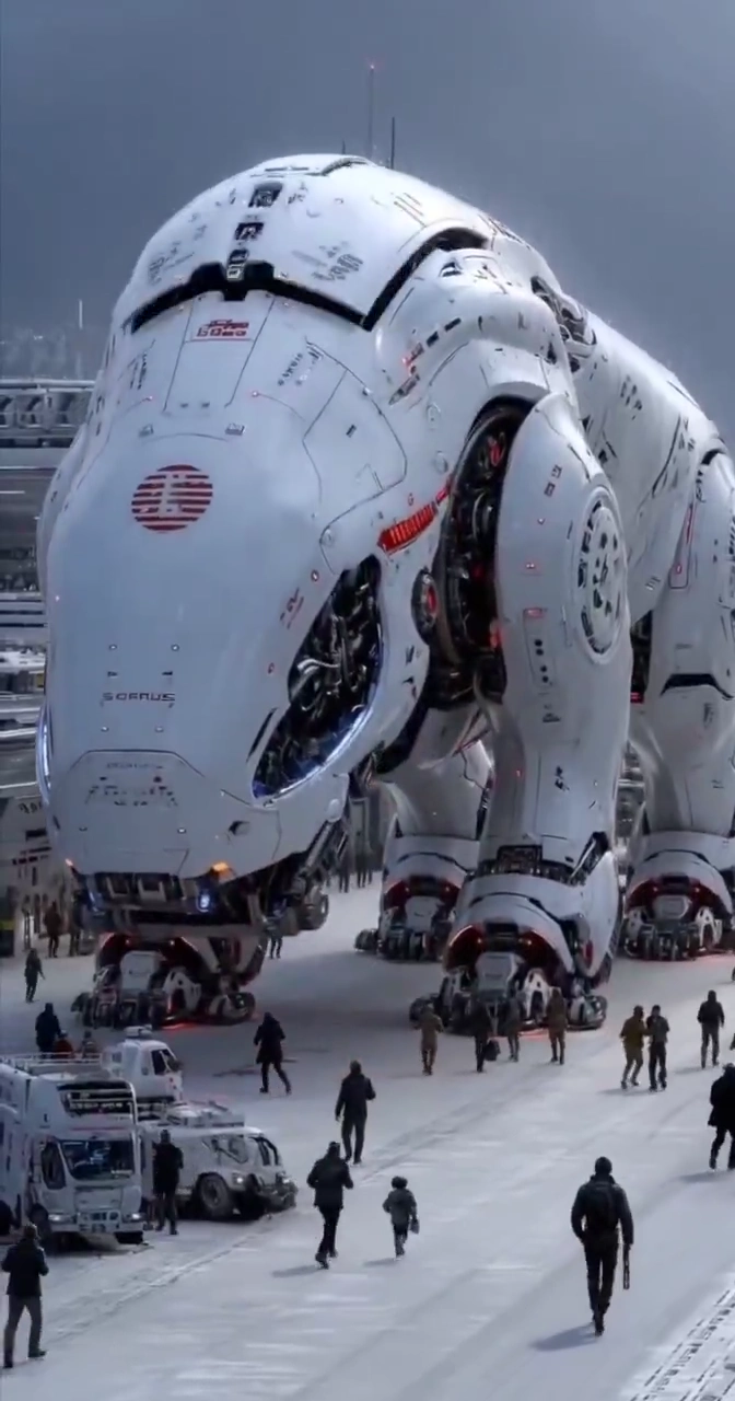 Epic Battle of the Towering Mech in Snowy Base