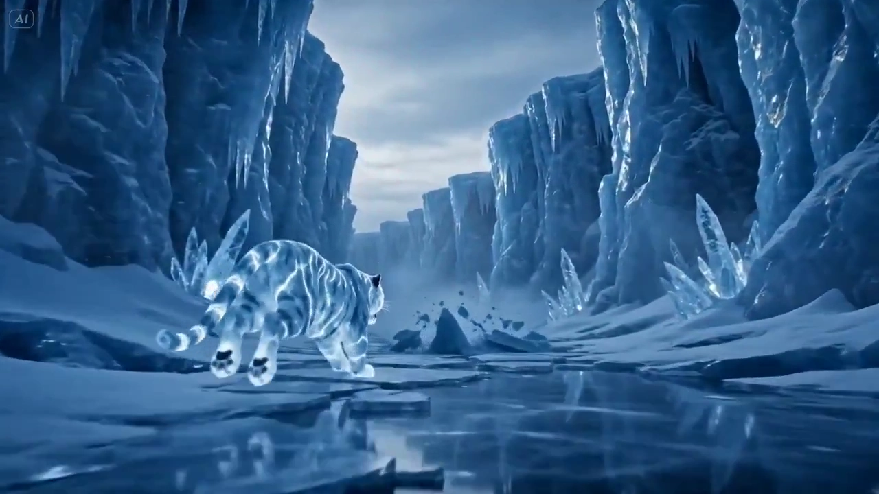 Glacial Beasts Battle Under Moonlit Skies