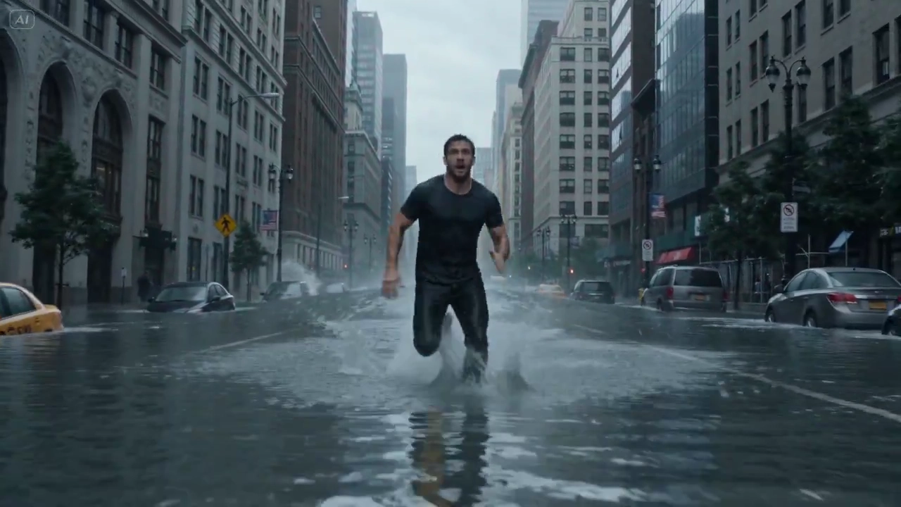 Heart-Pounding Shark Encounter in a Submerged City