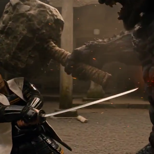 Stroboscopic Clash: A Samurai's Fury Against a Savage Demon