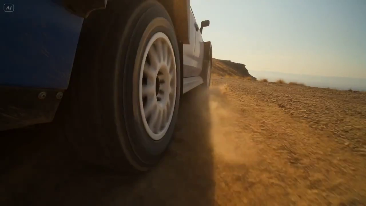 Rally Racing in Golden Hour: A Dusty Mountain Showdown
