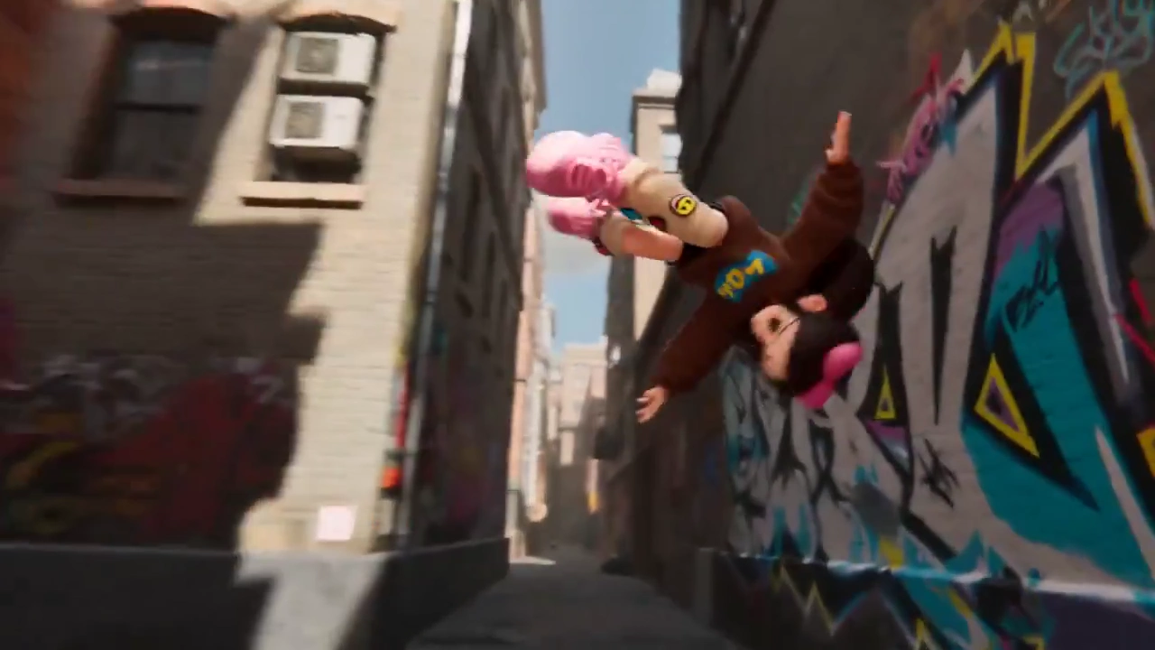Thrilling Aerial Flips in Graffiti-Laden Streets
