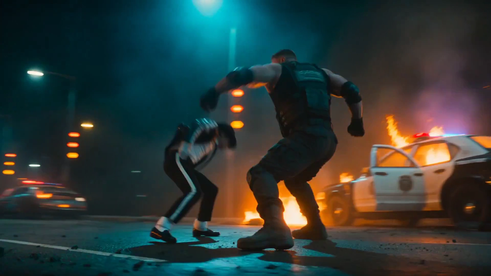 Cinematic Showdown: Dance Meets Combat in Ruined Streets