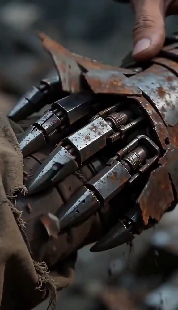 Mechanical Knight Strikes Amid Ash and Fire